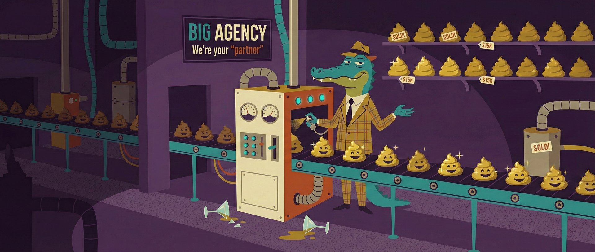 Mid-century studio scene — portfolio of web design, branding, and marketing work