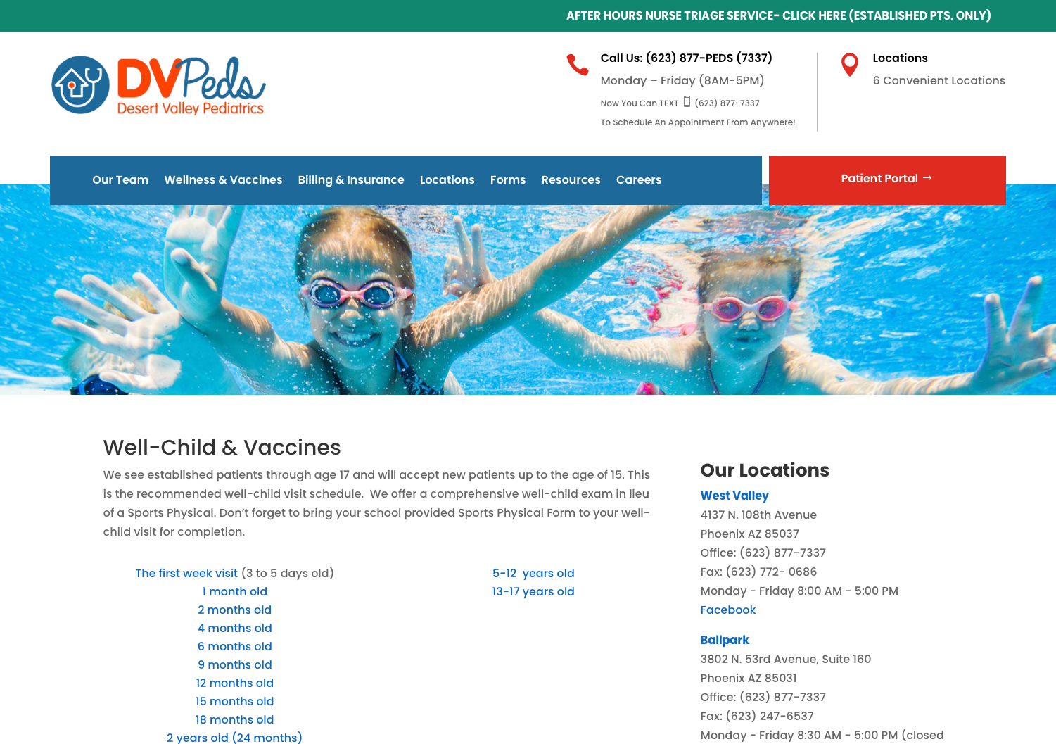 Vaccines information page