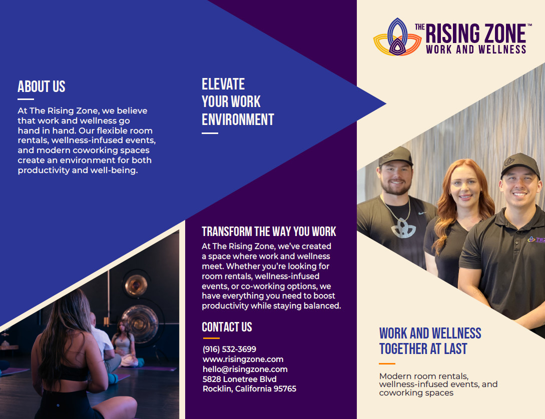 Work trifold — front